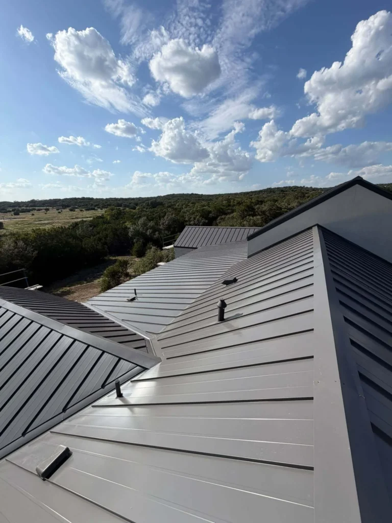 Finished standing-seam metal roof on a residential property